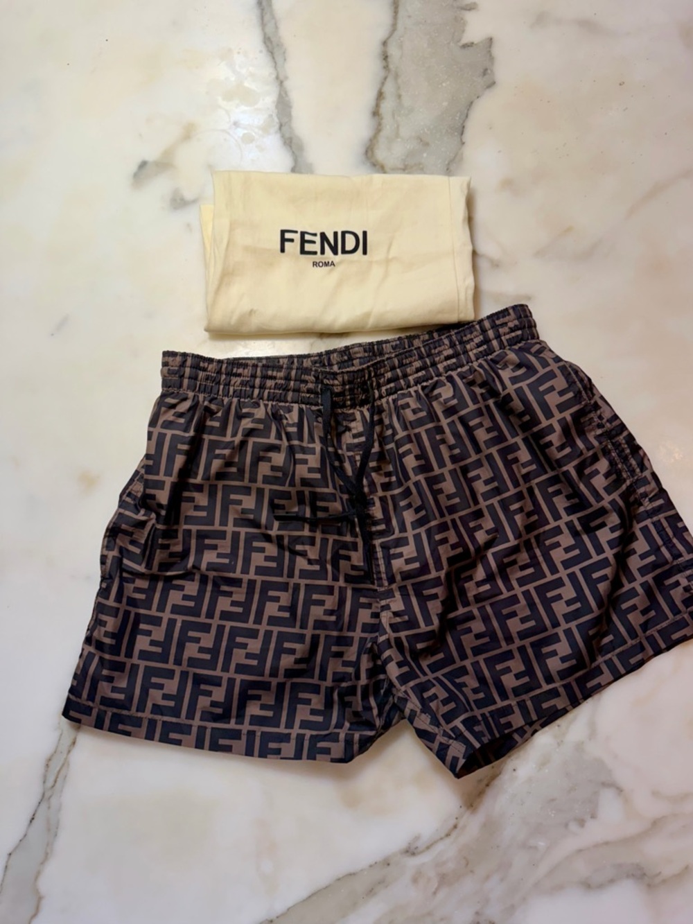 Fendi PATTERNED SWIM SHORTS WITH LOGO